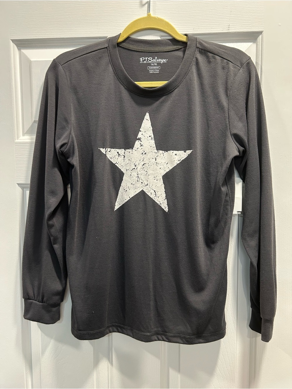 P.J. Salvage Gray Long Sleeve Tee with White Star